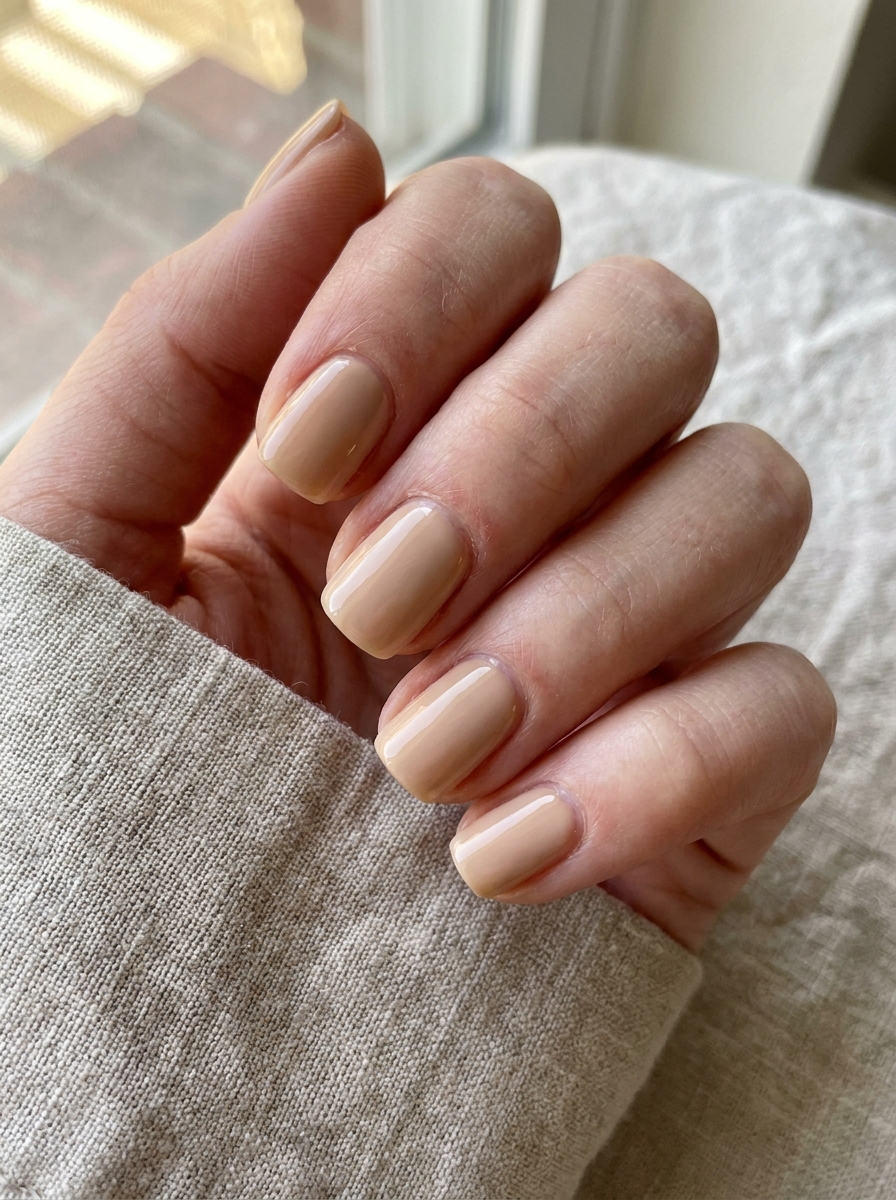Warm Latte Beige Nails als Beige Nägel Ideen Inspiration 2026